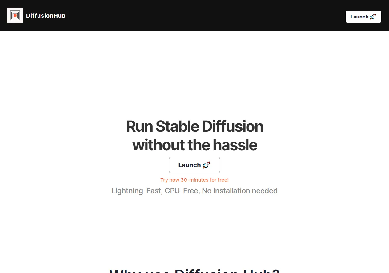بررسی کامل DiffusionHub.io - اسکرین‌شات و تصویر رابط کاربری