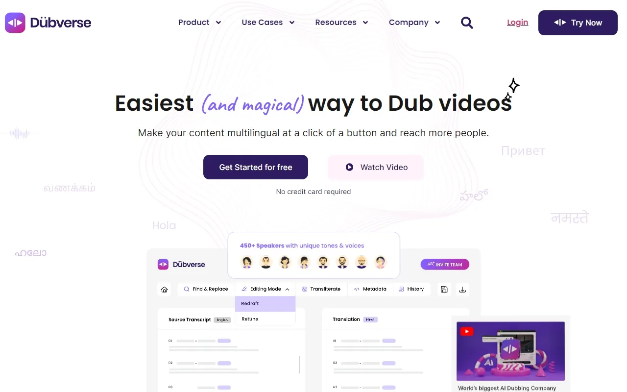بررسی کامل Dubverse.ai - اسکرین‌شات و تصویر رابط کاربری